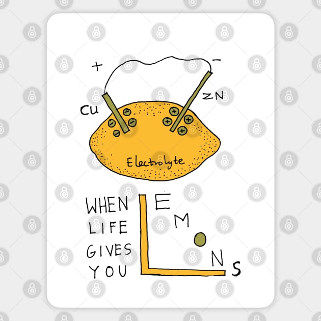 Construct a lemon battery science joke Magnet by HAVE SOME FUN